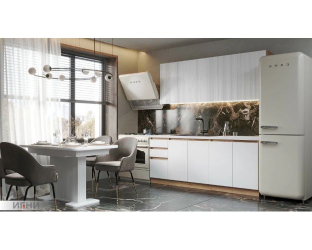 Кухня Ника 2 м (белый софт + белый софт)